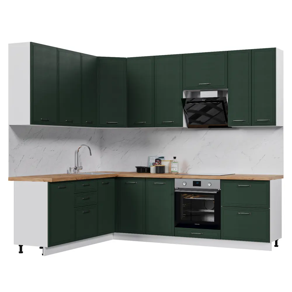 Фото Кухонный гарнитур Стендмебель Индира УТ000588003 260x237x200 см ЛДСП цвет белый, сланец