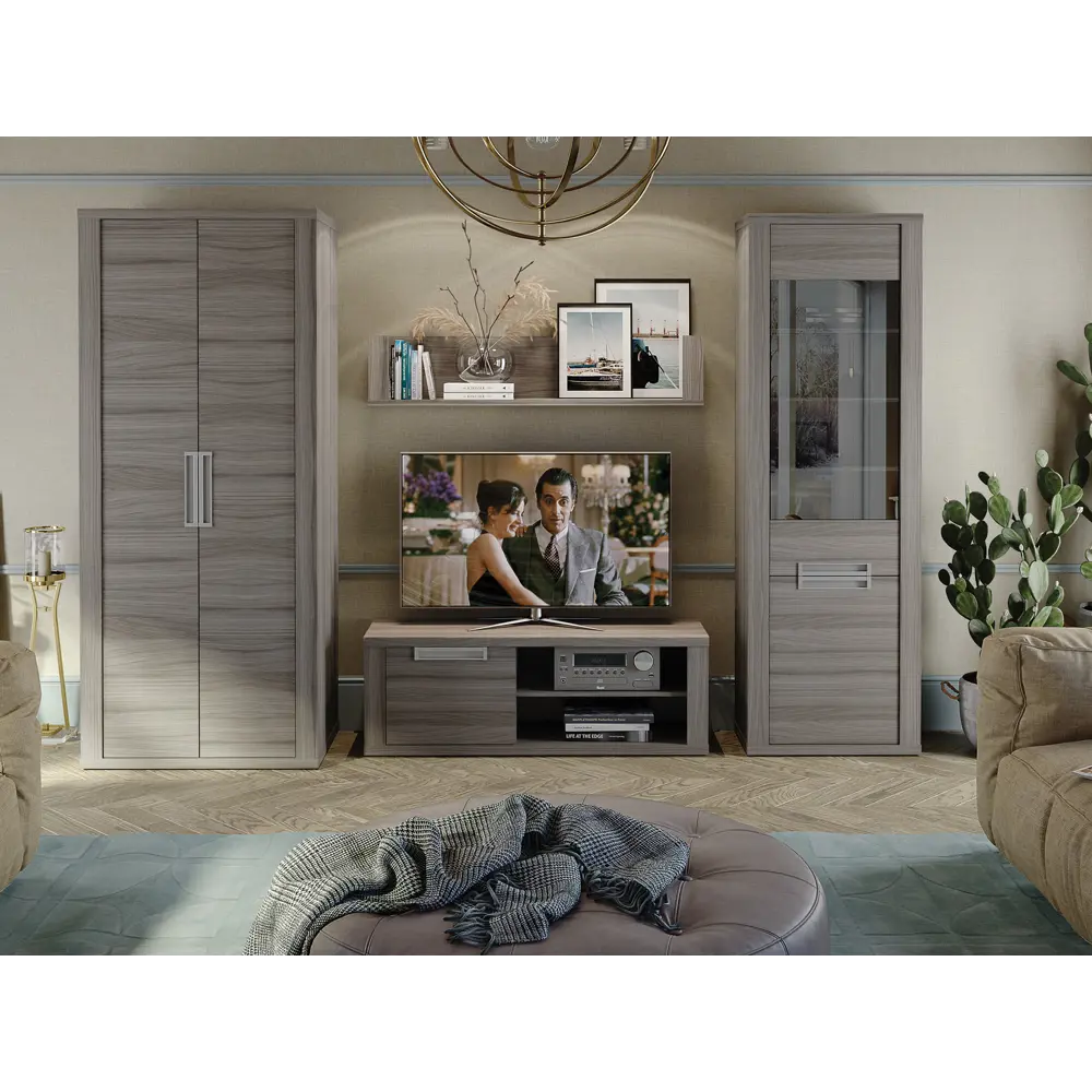 Фото 7 Тумба под телевизор Beneli 2020036500300 135x47x40 см ЛДСП цвет коричневый