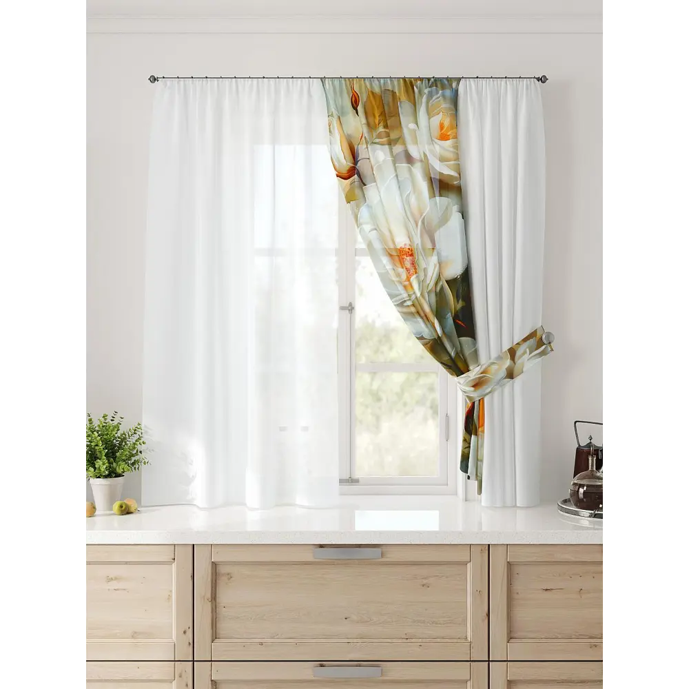 Фото 4 Тюль Comfy way Лерис - 40 CW509040-150 на шторной ленте 150x300 см цвет белый