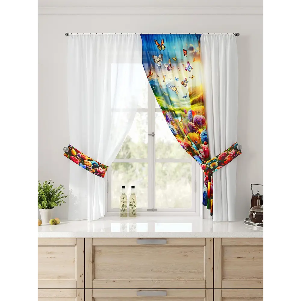 Фото Тюль Comfy way Лерис - 45 CW509045-150 на шторной ленте 150x300 см цвет разноцветный