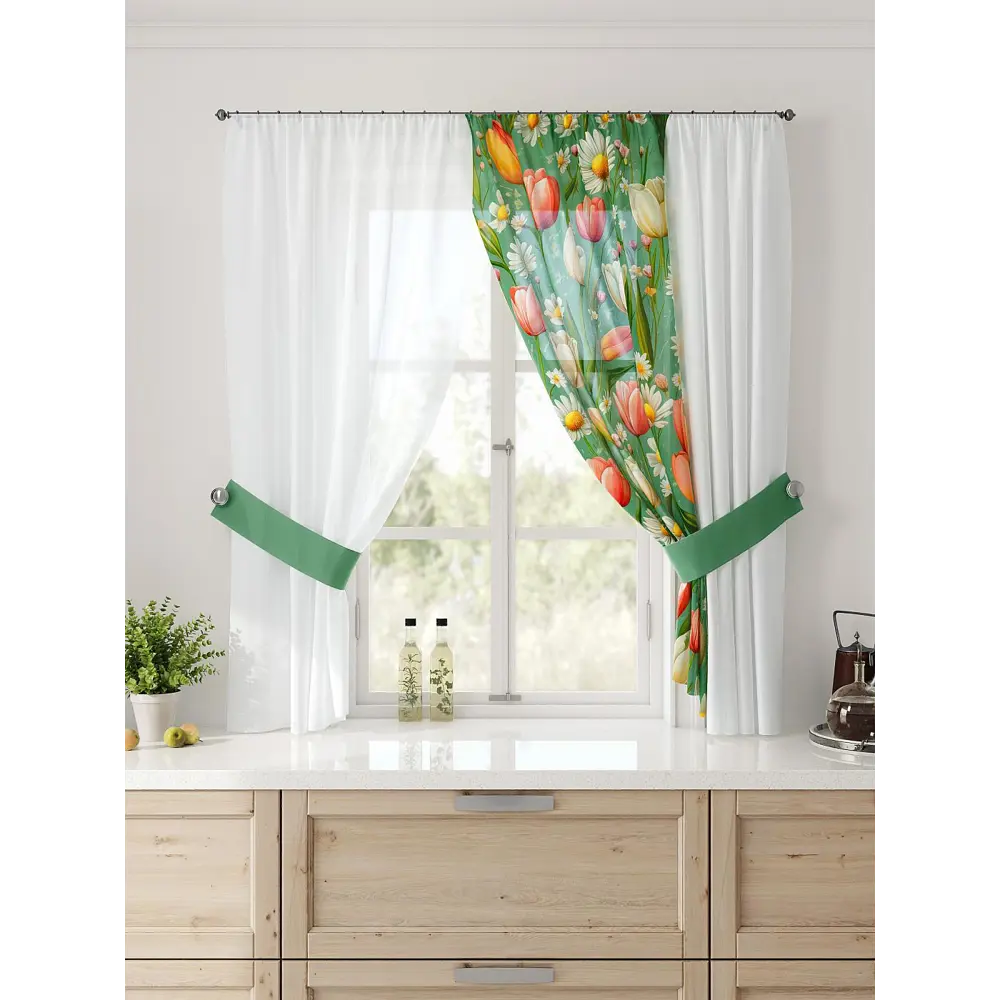 Фото Тюль Comfy way Лерис - 60 CW509060-150 на шторной ленте 150x300 см цвет бежевый