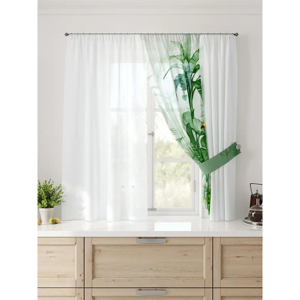 Фото 4 Тюль Comfy way Лерис - 62 CW509062-150 на шторной ленте 150x300 см цвет белый