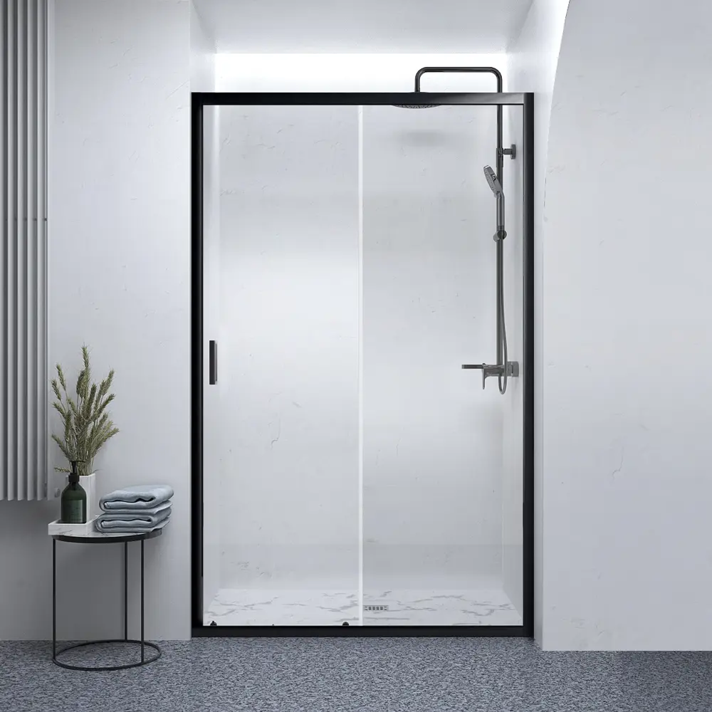 Фото 2 Душевая дверь Domani-spa DS04DCb120L0Cl00.Gt-Black.MP 120см эффект стекла прозрачное закаленное стекло раздвижной Фото 2 Душевая дверь Domani-spa DS04DCb120L0Cl00.Gt-Black.MP 120см эффект стекла прозрачное закаленное стекло раздвижной