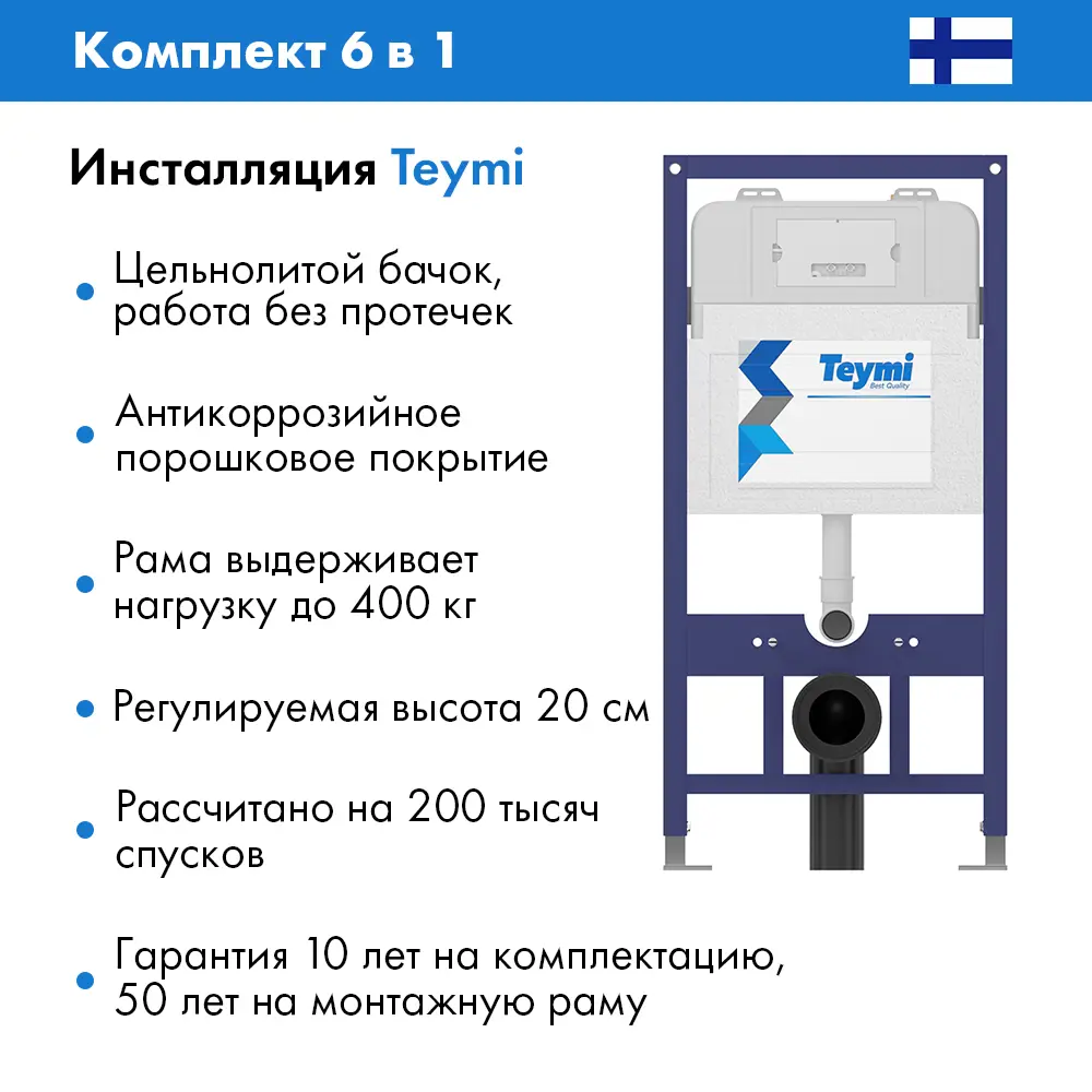 Фото 3 Комплект инсталляция с унитазом Teymi T70011T70012CHE0140 цвет черный Фото 3 Комплект инсталляция с унитазом Teymi T70011T70012CHE0140 цвет черный