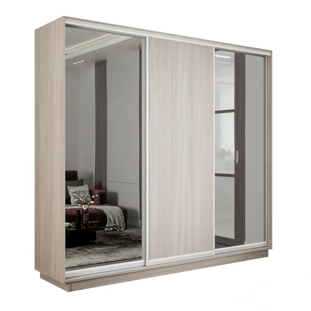 Фото 3 Шкаф-купе Мебельная компания е1 45EMT2_240_SHS 220x240x45 см ЛДСП 9 полок цвет ясень шимо светлый Фото 3 Шкаф-купе Мебельная компания е1 45EMT2_240_SHS 220x240x45 см ЛДСП 9 полок цвет ясень шимо светлый