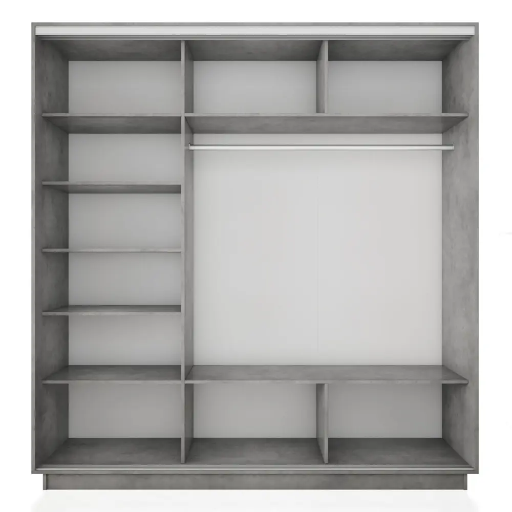 Фото 2 Шкаф-купе Мебельная компания е1 7254 220x180x60 см ЛДСП 9 полок цвет бетон Фото 2 Шкаф-купе Мебельная компания е1 7254 220x180x60 см ЛДСП 9 полок цвет бетон