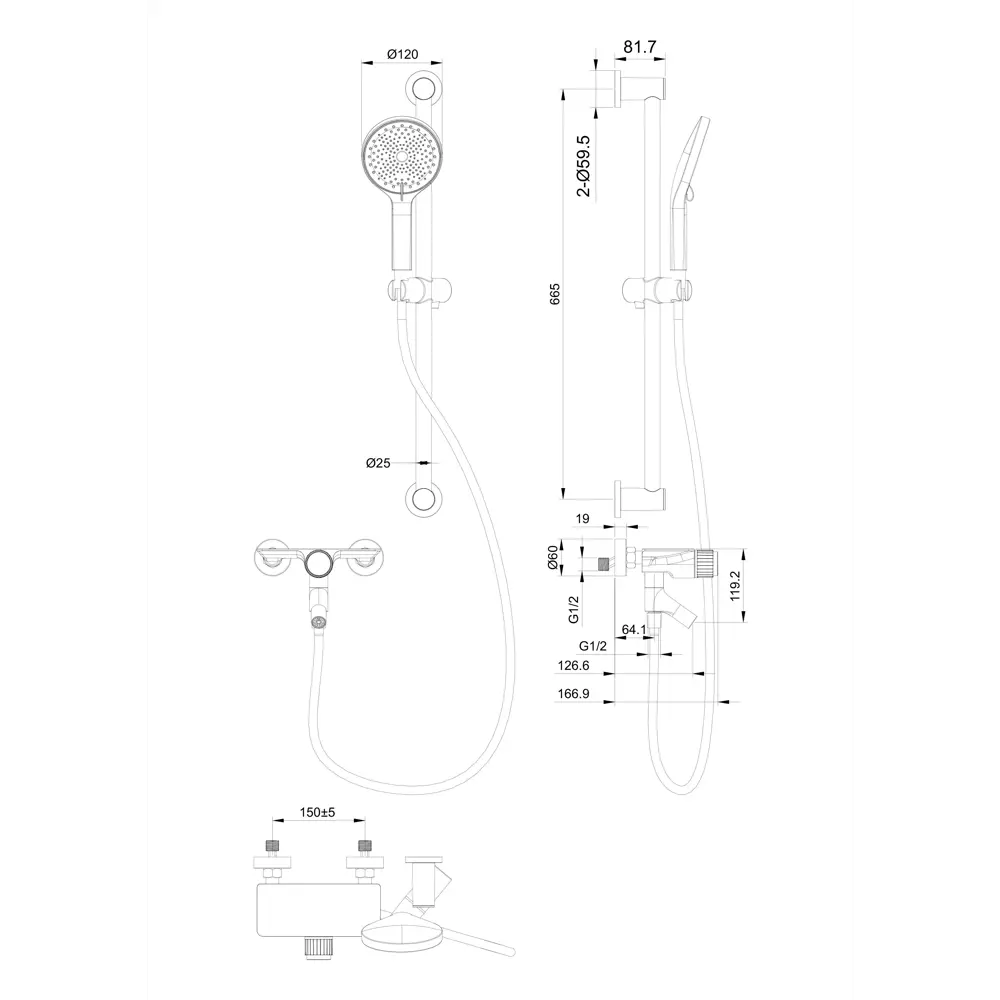 Фото Смеситель для ванны Wonzon & woghand WW-FE05L222-MB цвет черный матовый