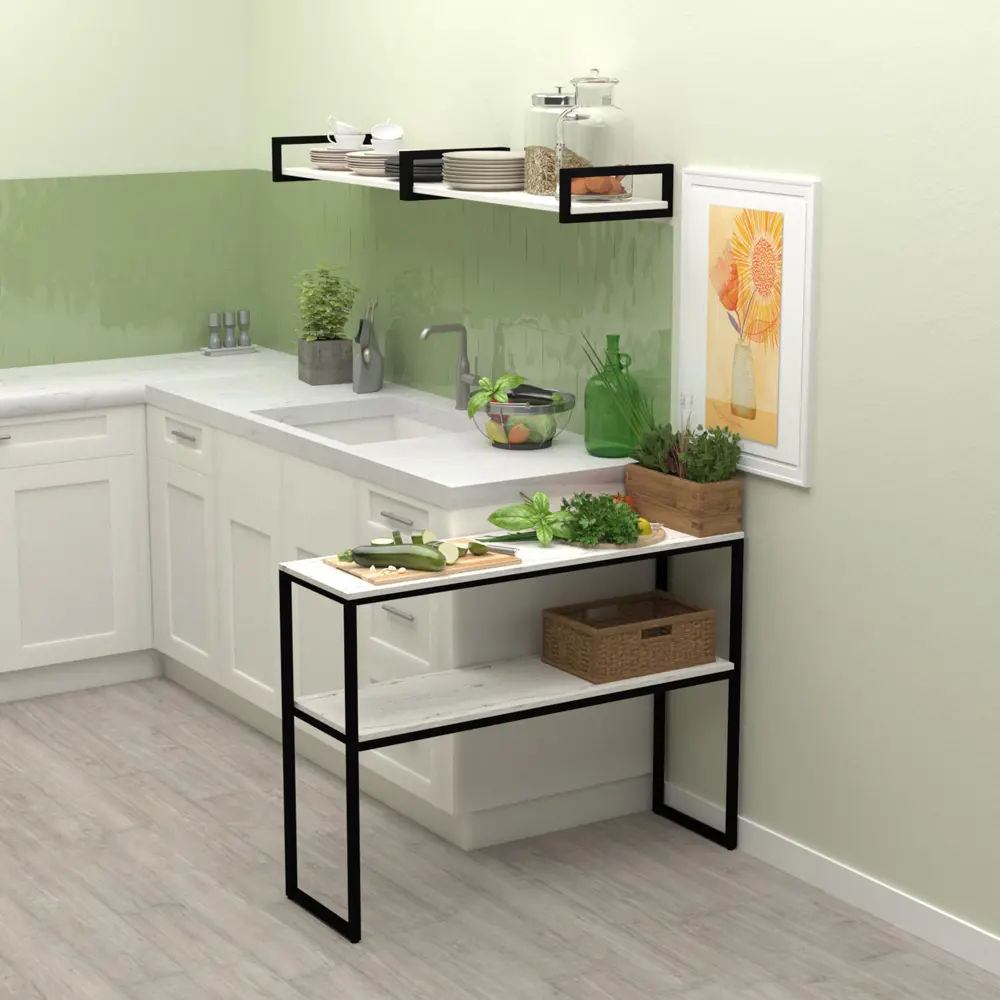Фото 5 Полка настенная Grostat home Una mini loft 70x30 см металл цвет светло-серый Фото 5 Полка настенная Grostat home Una mini loft 70x30 см металл цвет светло-серый