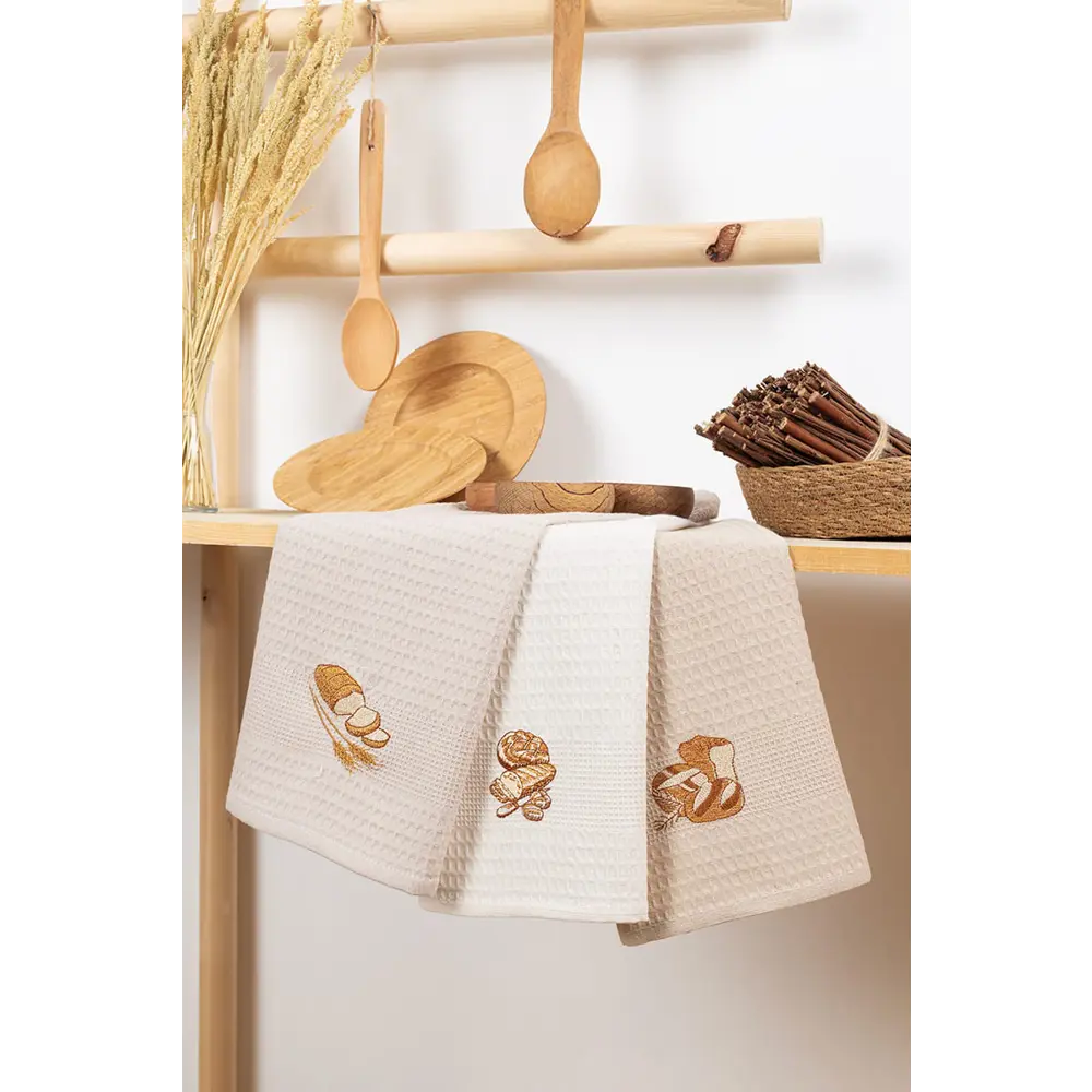 Фото Набор кухонных полотенeц Arya home 40x60 см Bread бежевый Фото Набор кухонных полотенeц Arya home 40x60 см Bread бежевый