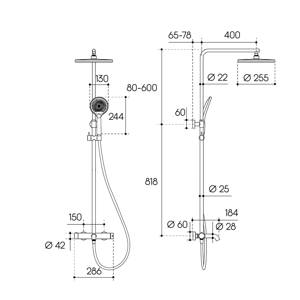 Фото 2 Душевая стойка Aqueduto CHU0200 3 режима цвет хром