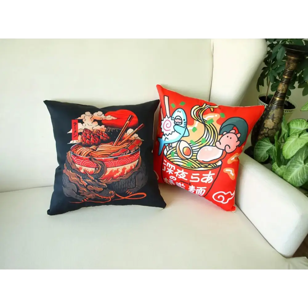 Фото Декоративная подушкаZaberite Рамен черный лапша 6076, 40x40 см Фото Декоративная подушкаZaberite Рамен черный лапша 6076, 40x40 см