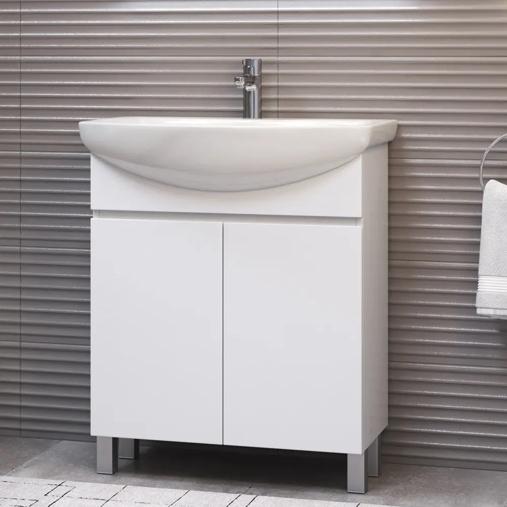 Фото 3 Тумба с раковиной напольная Vigo Wing tn.WIN.BAL.60.2D белый 60 см цвет белый Фото 3 Тумба с раковиной напольная Vigo Wing tn.WIN.BAL.60.2D белый 60 см цвет белый