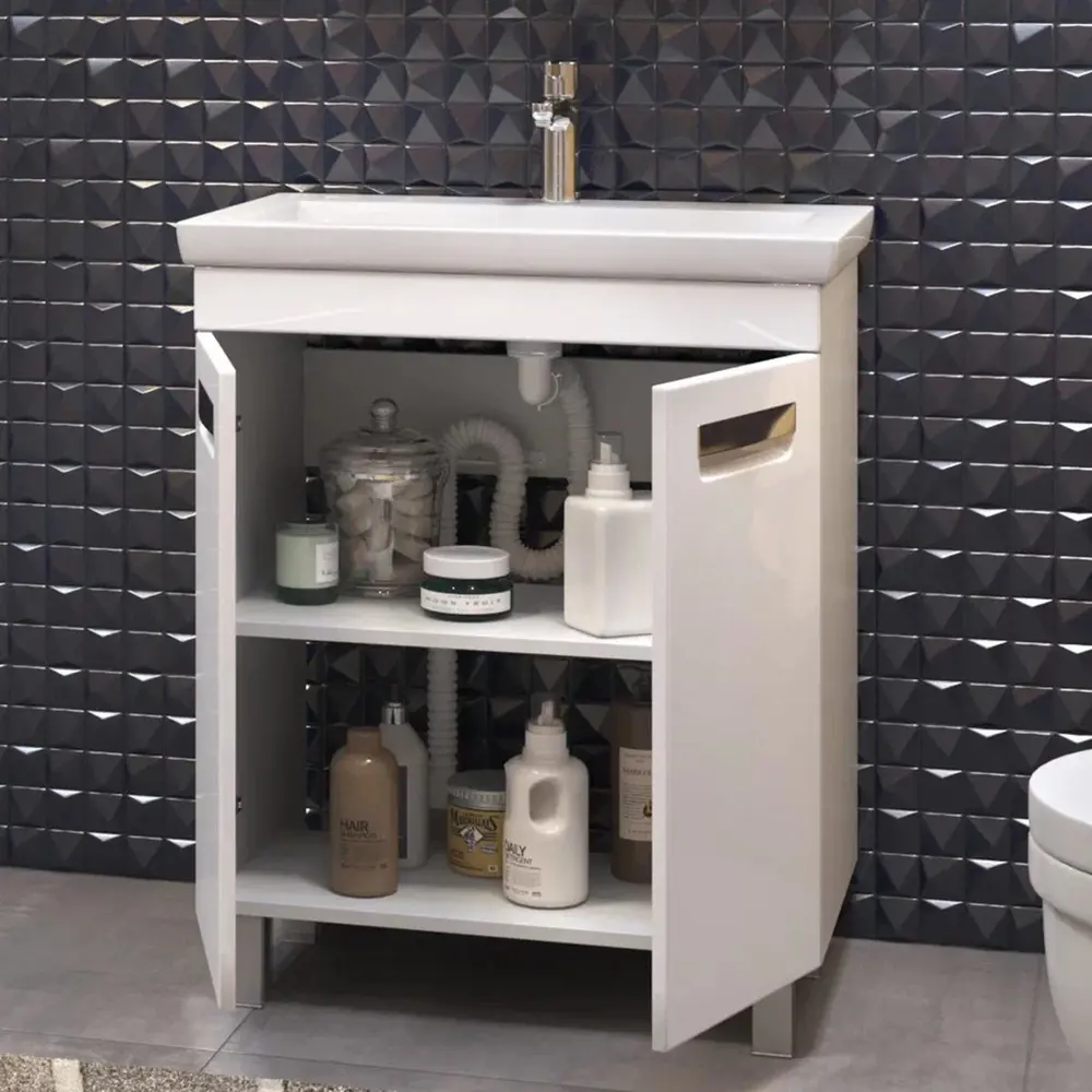 Фото 5 Тумба с раковиной напольная Vigo Plaza 023 60 см цвет белый Фото 5 Тумба с раковиной напольная Vigo Plaza 023 60 см цвет белый