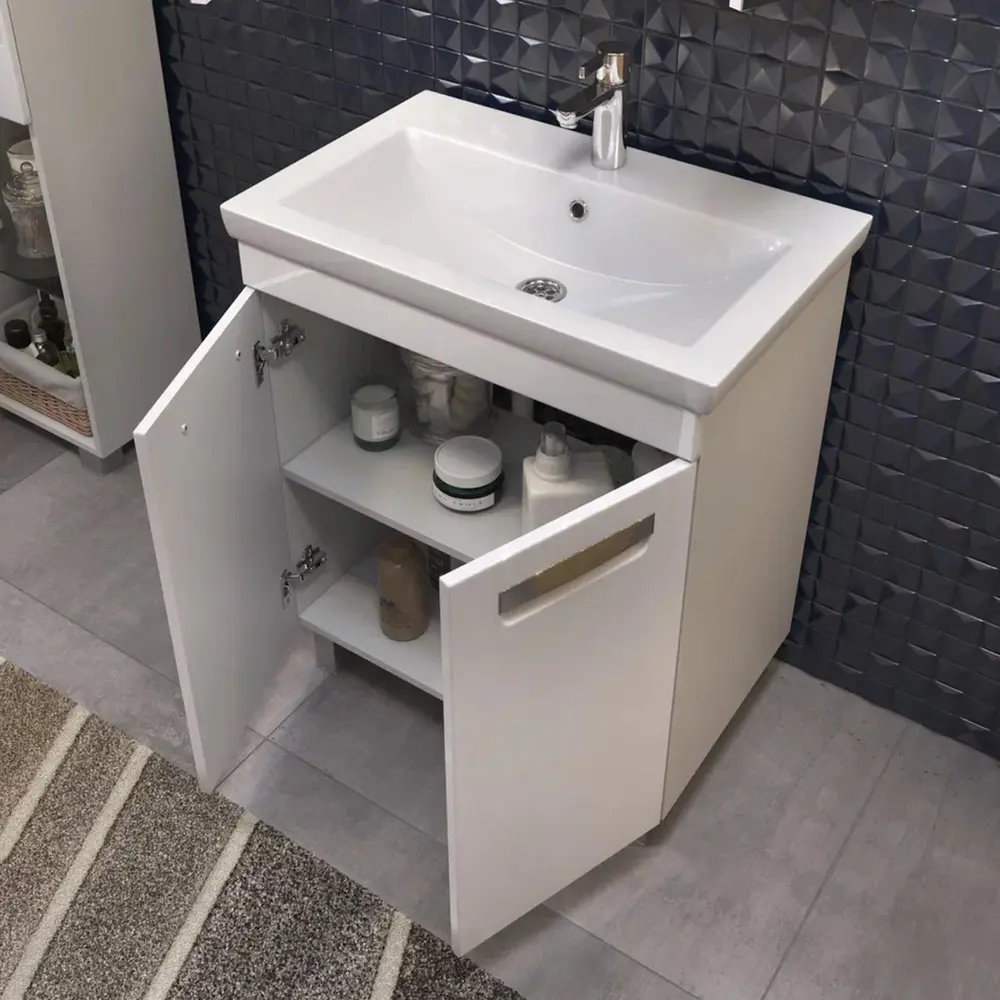 Фото 7 Тумба с раковиной напольная Vigo Plaza 023 60 см цвет белый Фото 7 Тумба с раковиной напольная Vigo Plaza 023 60 см цвет белый