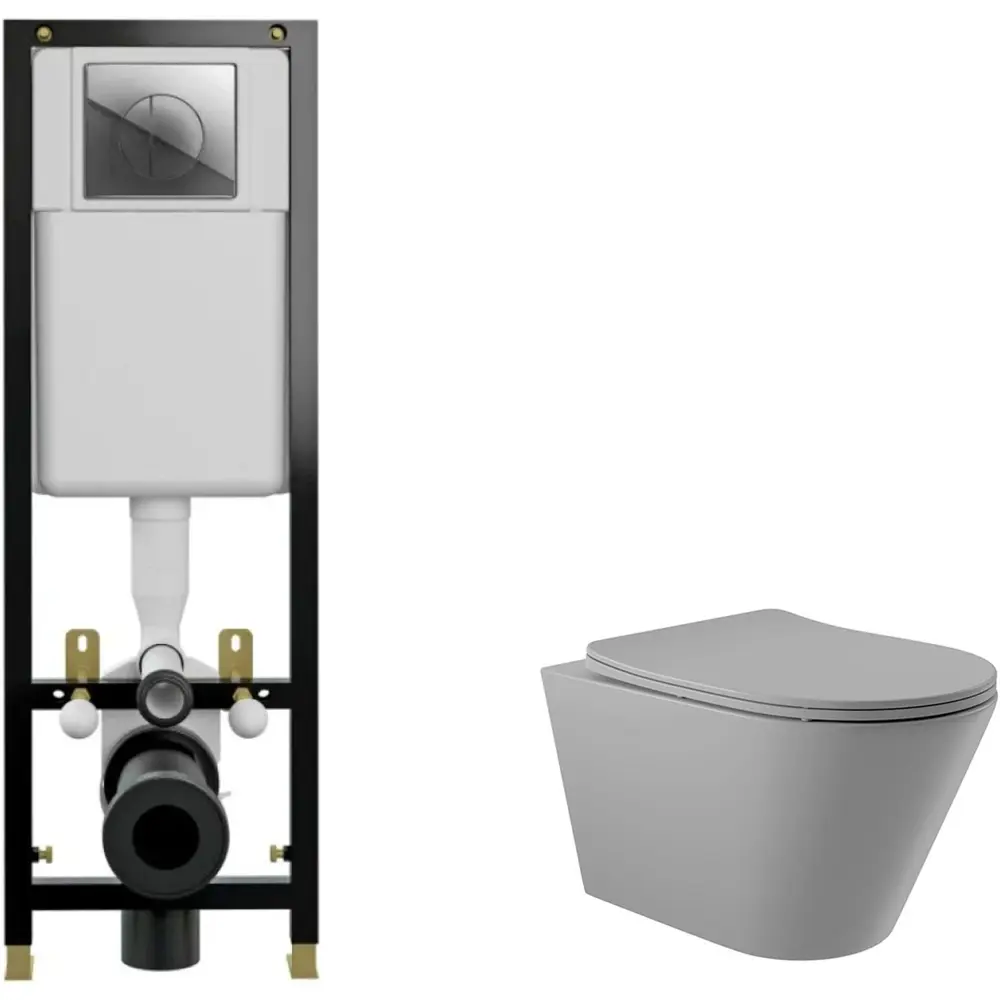 Фото Комплект инсталляция с унитазом Cersanit S-IN-BLACK-Cg-wC0130 цвет серый Фото Комплект инсталляция с унитазом Cersanit S-IN-BLACK-Cg-wC0130 цвет серый