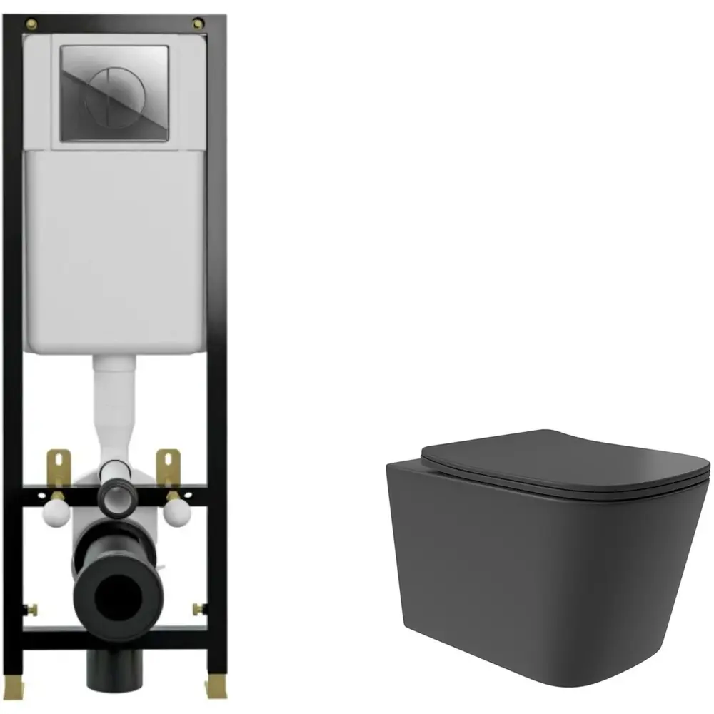 Фото Комплект инсталляция с унитазом Cersanit S-IN-BLACK-Cg-wQV0240 цвет черный