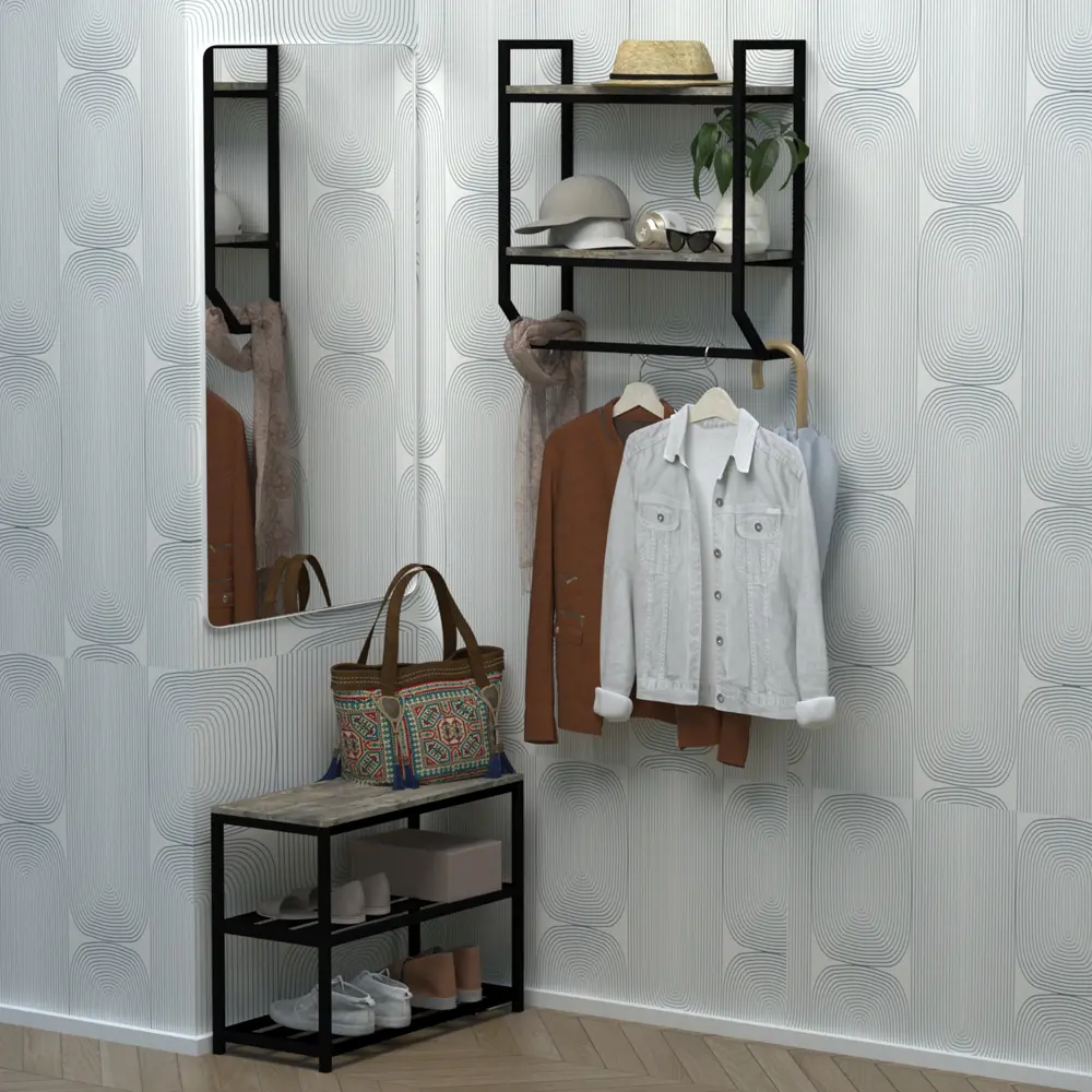 Фото 5 Этажерка для обуви Grostat home Bigbetty loft 70x55x30 см 2 полки металл цвет серый/серый металлик Фото 5 Этажерка для обуви Grostat home Bigbetty loft 70x55x30 см 2 полки металл цвет серый/серый металлик