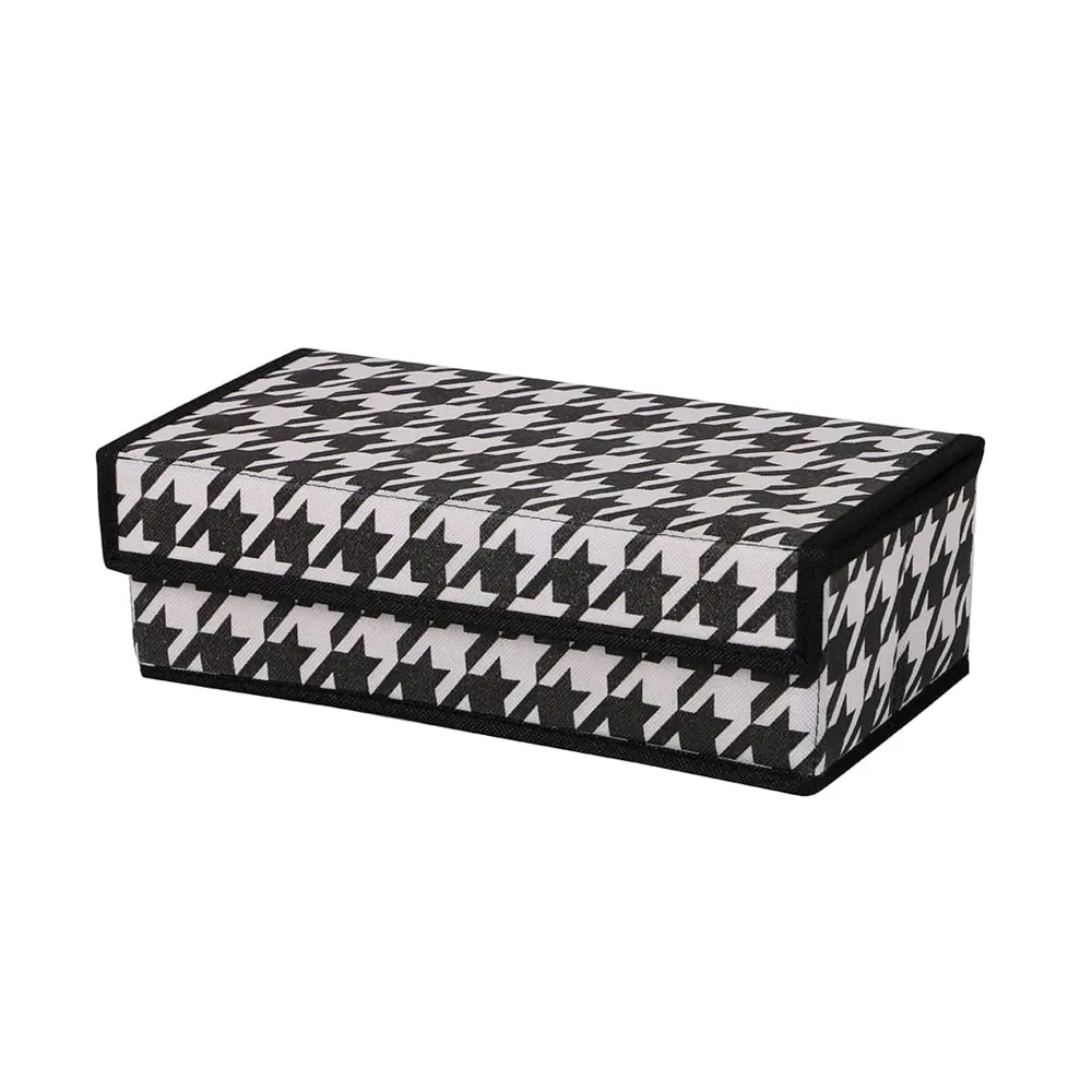 Фото Короб Handy home Пепита 16x10x32 см нетканый цвет черный Фото Короб Handy home Пепита 16x10x32 см нетканый цвет черный