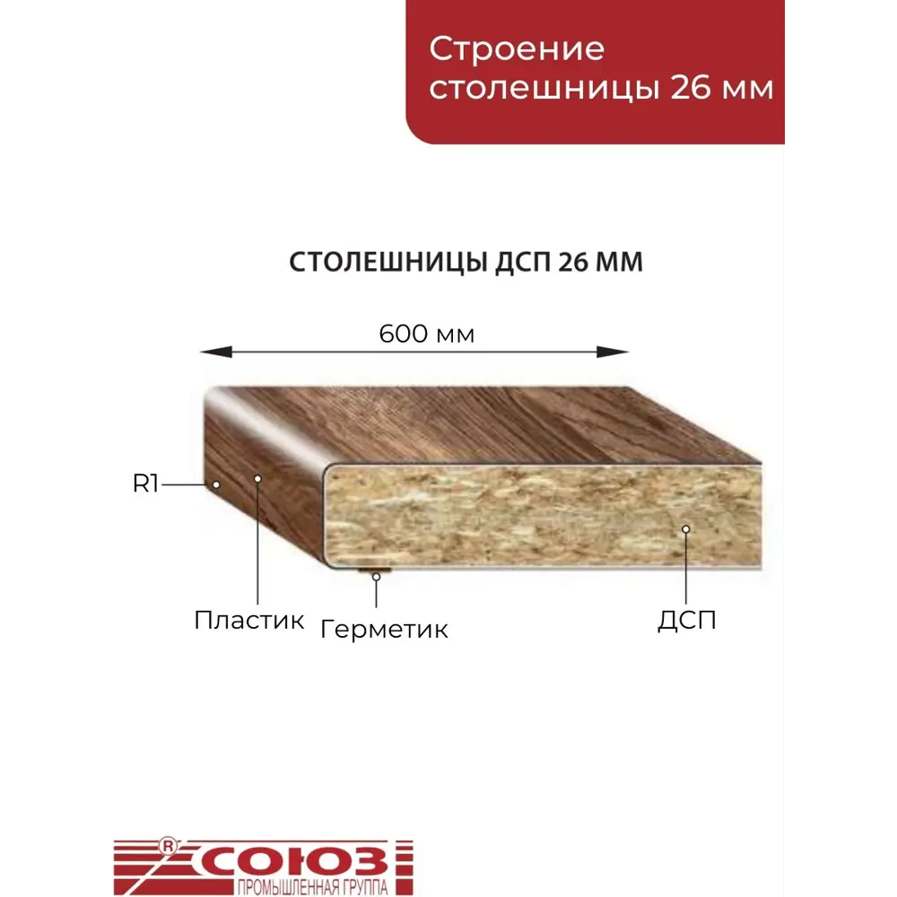 Фото 3 Кухонная столешница Союз Союз3141М-26x300 30x60x2.6 см ЛДСП цвет виктори Фото 3 Кухонная столешница Союз Союз3141М-26x300 30x60x2.6 см ЛДСП цвет виктори