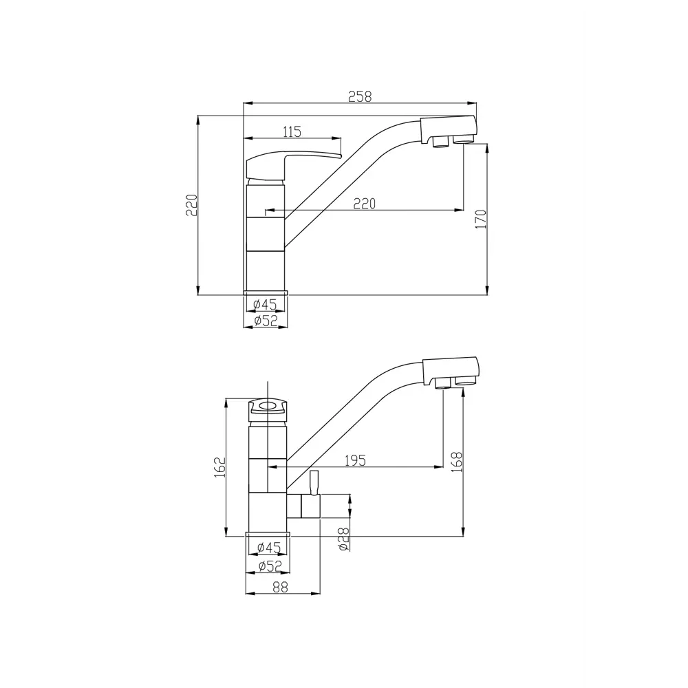 Фото Смеситель для кухни Оптима ОП-13638 поворотный излив 22 см цвет черный Фото Смеситель для кухни Оптима ОП-13638 поворотный излив 22 см цвет черный