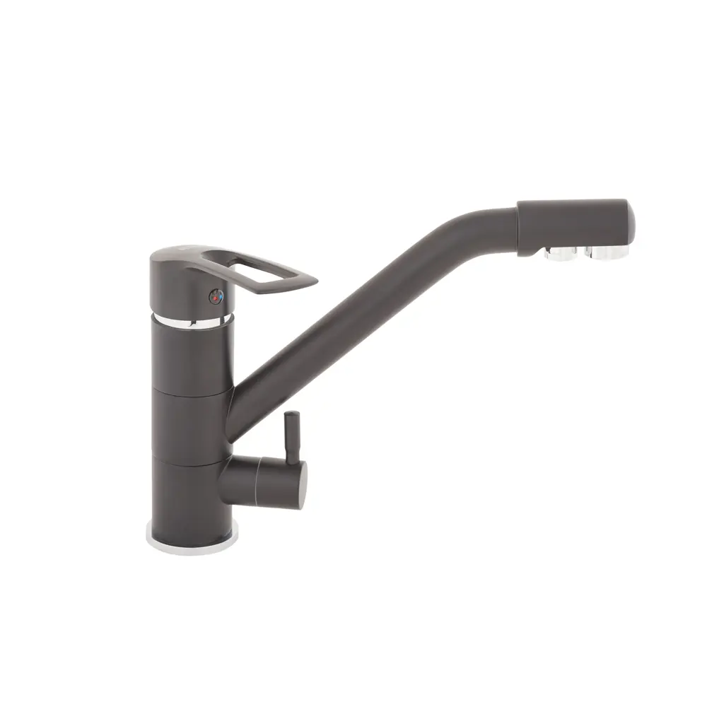 Фото 2 Смеситель для кухни Оптима ОП-13638 поворотный излив 22 см цвет черный Фото 2 Смеситель для кухни Оптима ОП-13638 поворотный излив 22 см цвет черный