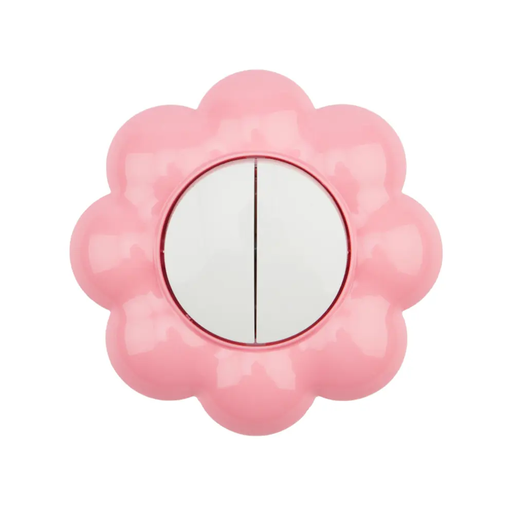 Фото Выключатель встраиваемый Kranz Happy Цветок KR-78-0624 2 клавиши цвет белый/розовый