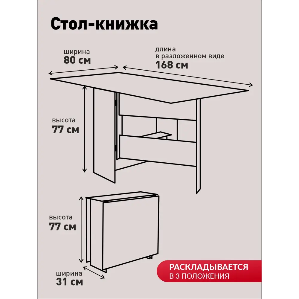 Фото 3 Кухонный стол прямоугольный Frenesie 31x80 см лдсп цвет белый шагрень