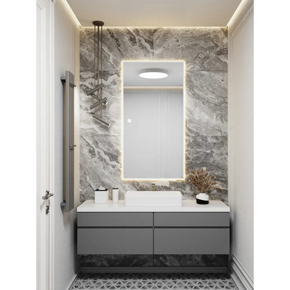 Фото 7 Зеркало с подсветкой в ванную Alumirror 130x60см сенсорное цвет белое