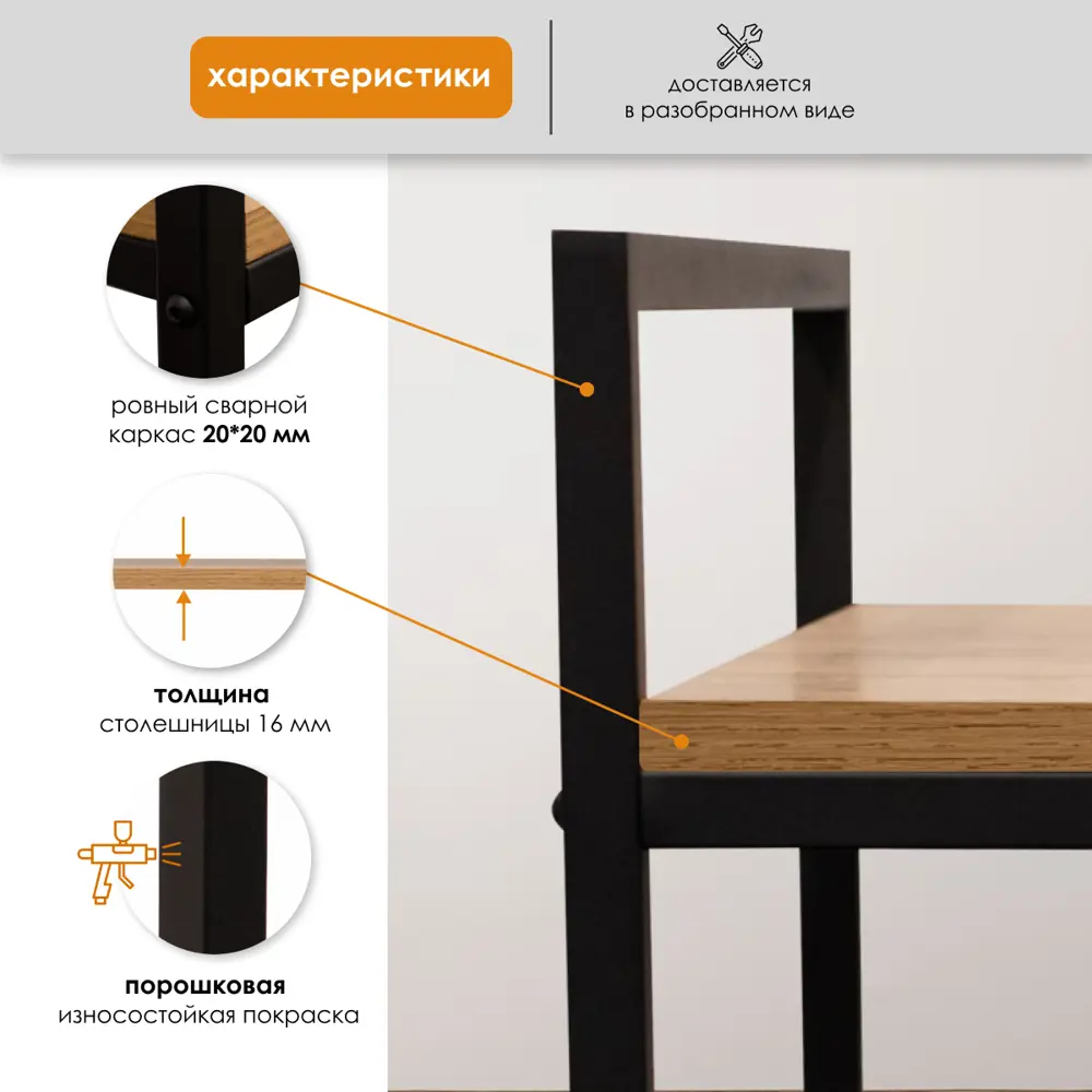 Фото 4 Стеллаж металлический Capsula mebel Loft Стиль 67x99x60 см нагрузка до 100 кг металл цвет дуб вотан/черный Фото 4 Стеллаж металлический Capsula mebel Loft Стиль 67x99x60 см нагрузка до 100 кг металл цвет дуб вотан/черный