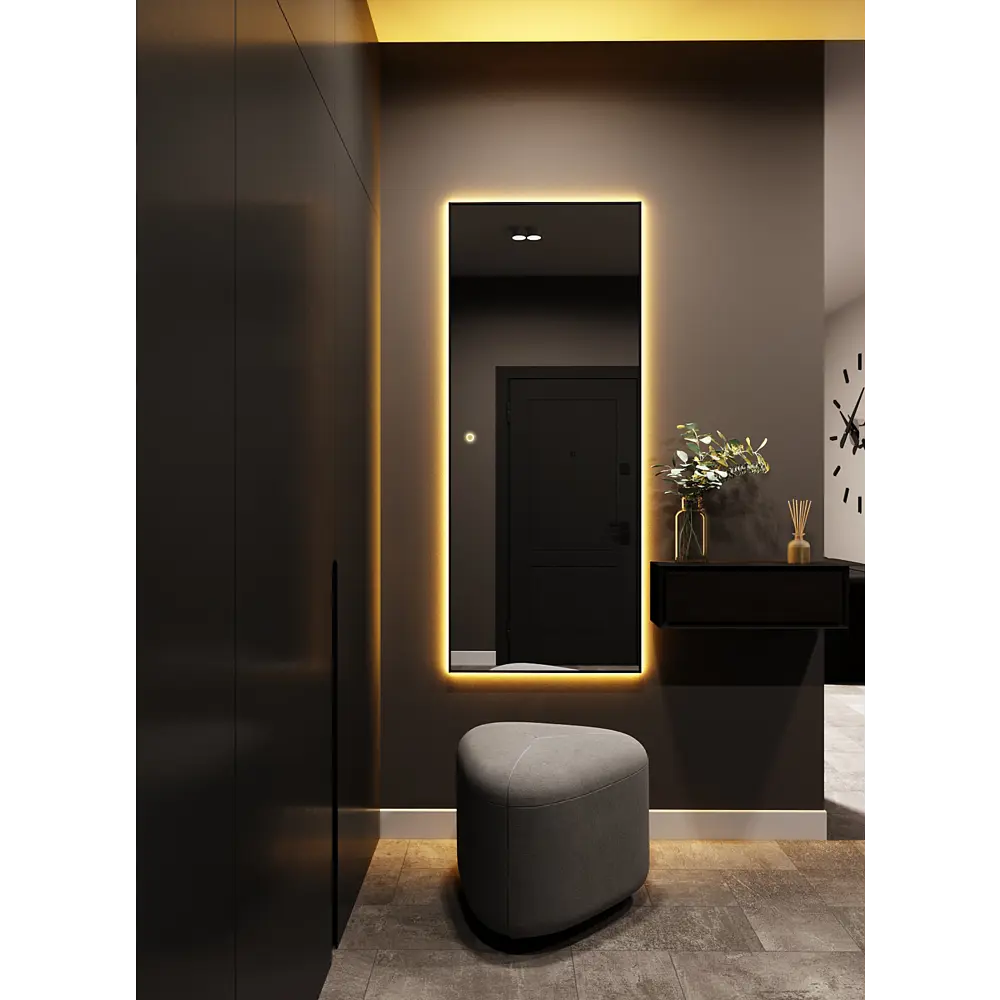 Фото 5 Зеркало с подсветкой в ванную One Mirror 170x70см сенсорное цвет черное