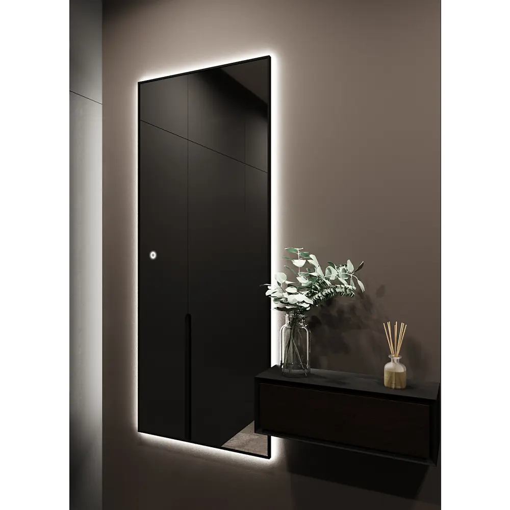 Фото 6 Зеркало с подсветкой в ванную One Mirror 170x70см сенсорное цвет черное