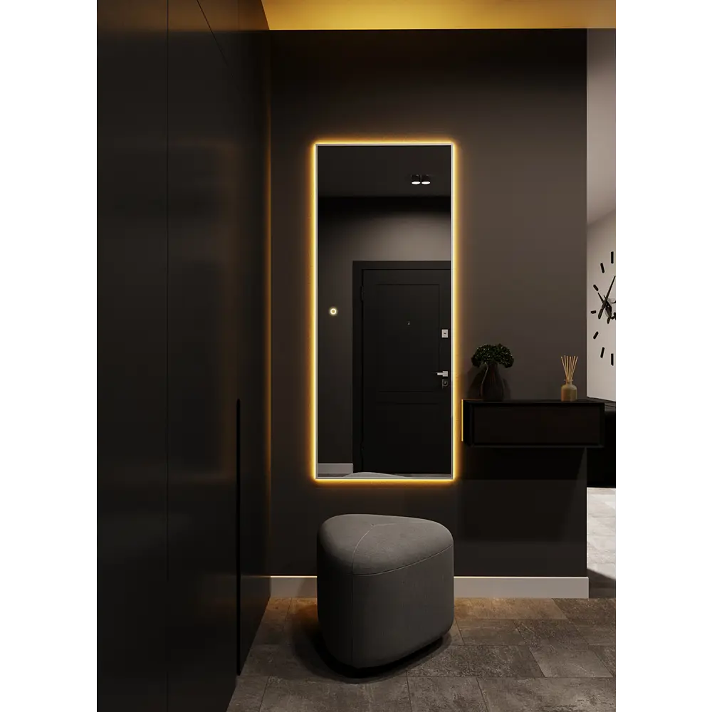 Фото 2 Зеркало с подсветкой в ванную One Mirror 170x60см сенсорное в алюминиевой раме цвет серебро Фото 2 Зеркало с подсветкой в ванную One Mirror 170x60см сенсорное в алюминиевой раме цвет серебро