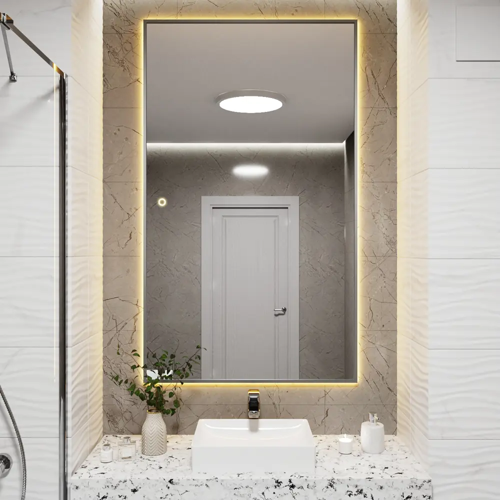 Фото 7 Зеркало с подсветкой в ванную One Mirror 140x80см сенсорное цвет серебро Фото 7 Зеркало с подсветкой в ванную One Mirror 140x80см сенсорное цвет серебро