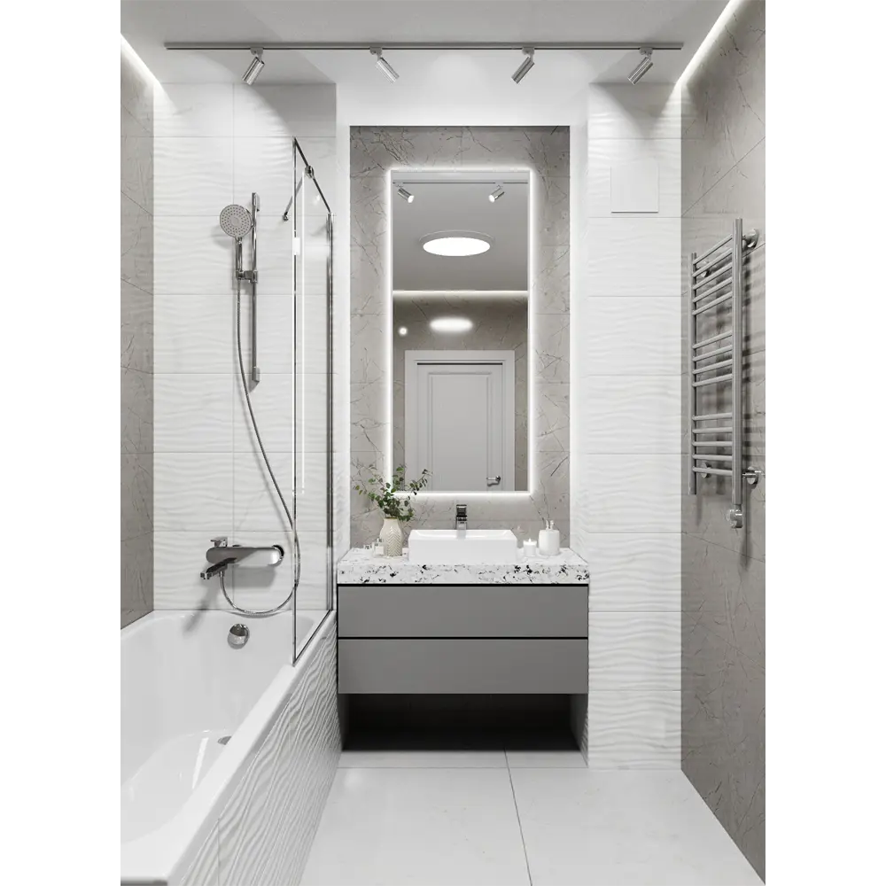 Фото 6 Зеркало с подсветкой в ванную One Mirror 140x70см сенсорное цвет серебро Фото 6 Зеркало с подсветкой в ванную One Mirror 140x70см сенсорное цвет серебро