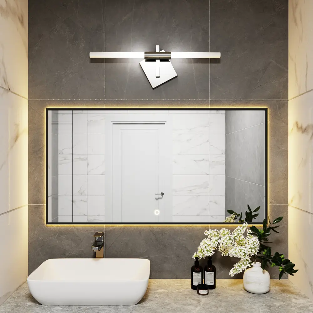 Фото 8 Зеркало с подсветкой в ванную One Mirror 130x60см сенсорное цвет черное Фото 8 Зеркало с подсветкой в ванную One Mirror 130x60см сенсорное цвет черное