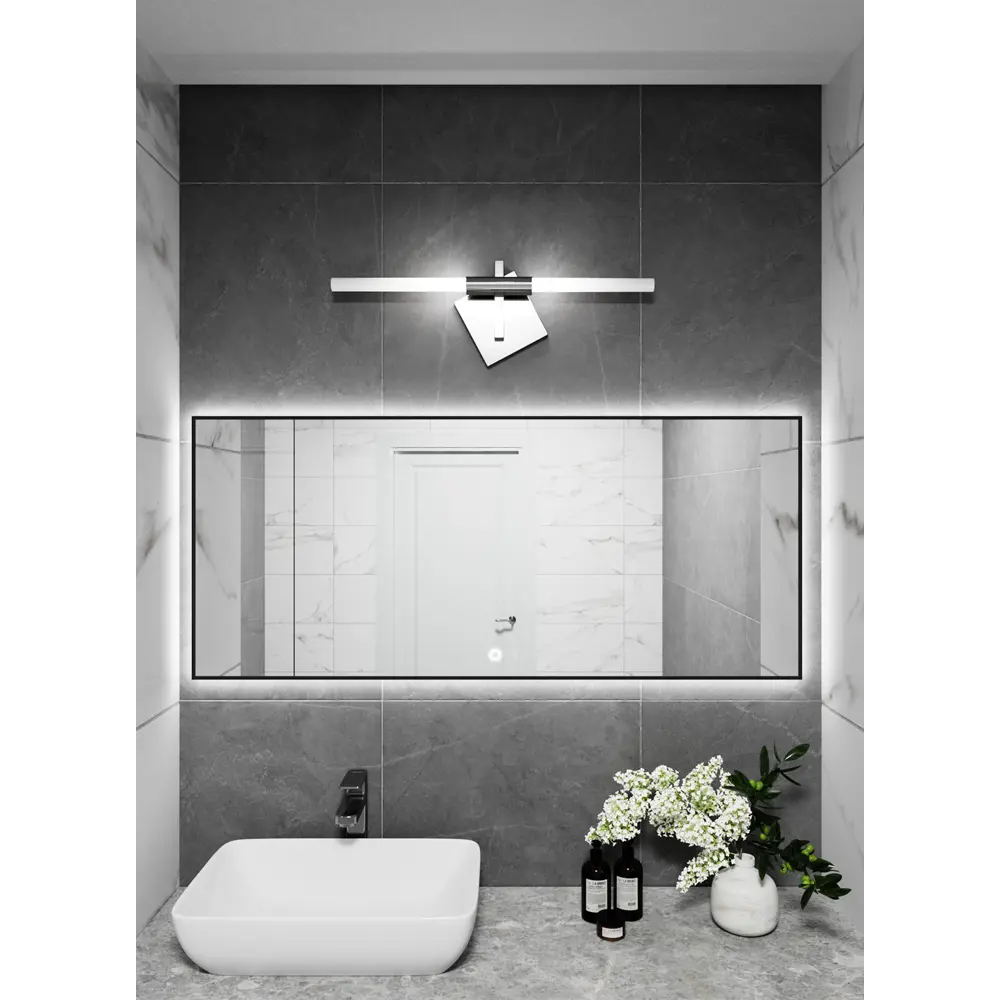 Фото 5 Зеркало с подсветкой в ванную One Mirror 140x70см сенсорное цвет черное