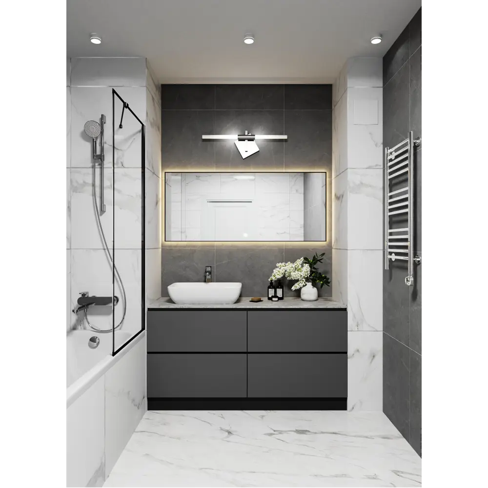 Фото 2 Зеркало с подсветкой в ванную One Mirror 140x70см сенсорное цвет черное