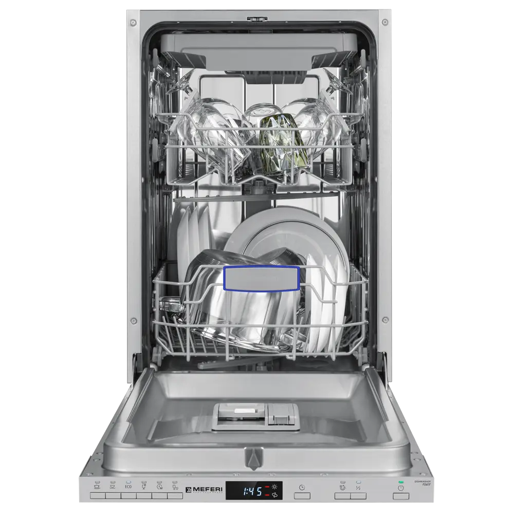 Фото Встраиваемая посудомоечная машина Meferi MDW4563 POWER 45 см 6 программ цвет серый Фото Встраиваемая посудомоечная машина Meferi MDW4563 POWER 45 см 6 программ цвет серый