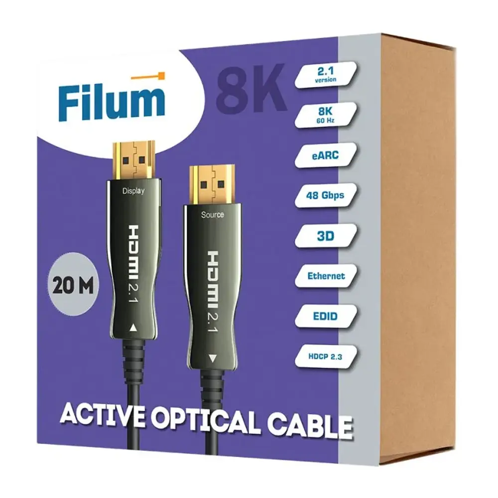 Фото 2 Кабель HDMI Filum FL-AOC-HDMI2.1-20M v.2.1 8K/60HZ ARC 48 Гб/с 19M/19M 20 м цвет черный