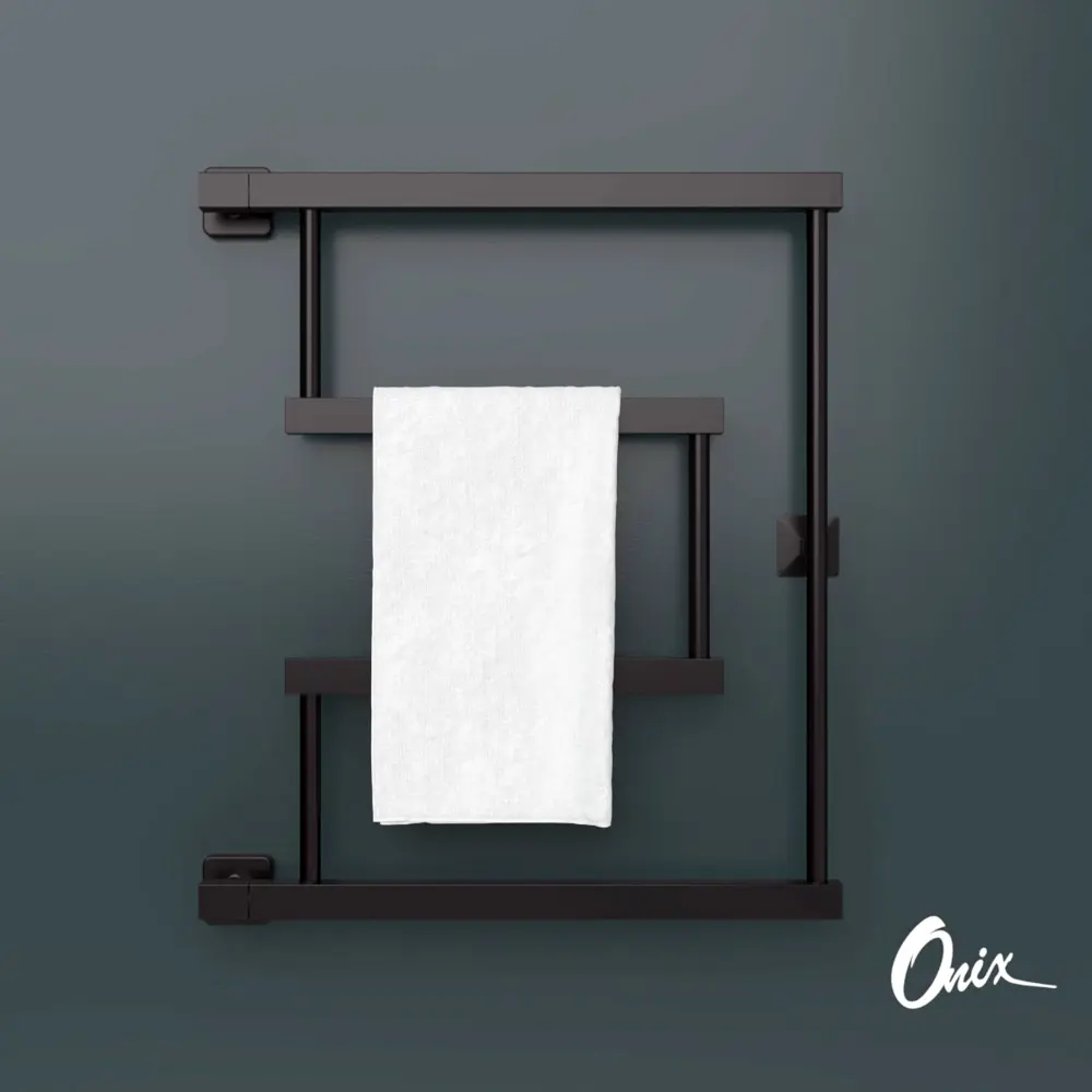 Фото 2 Полотенцесушитель водяной Е-образный Onix Vega Turn Left Black 50x60 см боковая подводка 1/2" нержавеющая сталь цвет черный матовый Фото 2 Полотенцесушитель водяной Е-образный Onix Vega Turn Left Black 50x60 см боковая подводка 1/2" нержавеющая сталь цвет черный матовый
