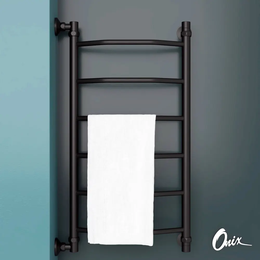 Фото 2 Полотенцесушитель водяной лестница Onix Orion Black Left 40x80 см 1/2" нержавеющая сталь цвет черный матовый Фото 2 Полотенцесушитель водяной лестница Onix Orion Black Left 40x80 см 1/2" нержавеющая сталь цвет черный матовый