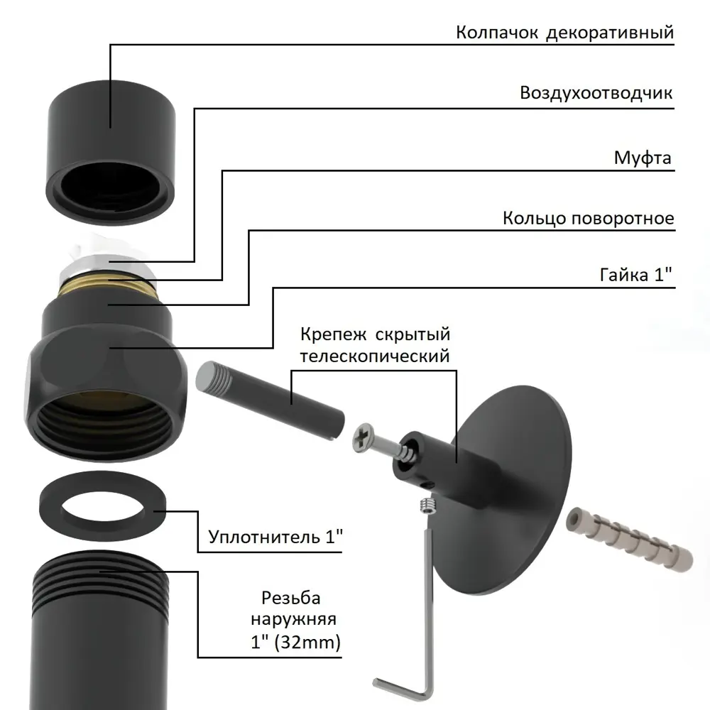 Фото 8 Полотенцесушитель водяной лестница Onix Orion Black Left 40x80 см 1/2" нержавеющая сталь цвет черный матовый Фото 8 Полотенцесушитель водяной лестница Onix Orion Black Left 40x80 см 1/2" нержавеющая сталь цвет черный матовый
