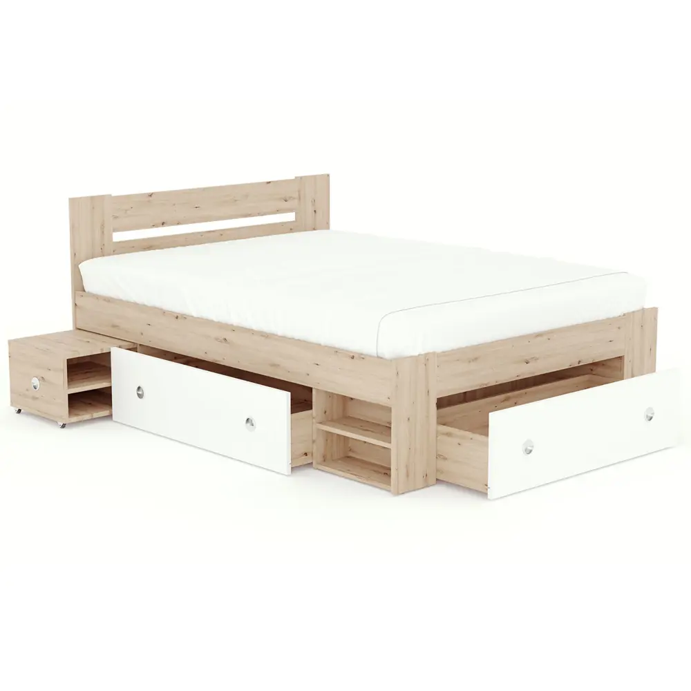 Фото 2 Кровать Beneli 2015013207002 СТЕФАН_кровать без основания 145 x 85.5 x 145 см ЛДСП цвет белый/дуб сонома Фото 2 Кровать Beneli 2015013207002 СТЕФАН_кровать без основания 145 x 85.5 x 145 см ЛДСП цвет белый/дуб сонома