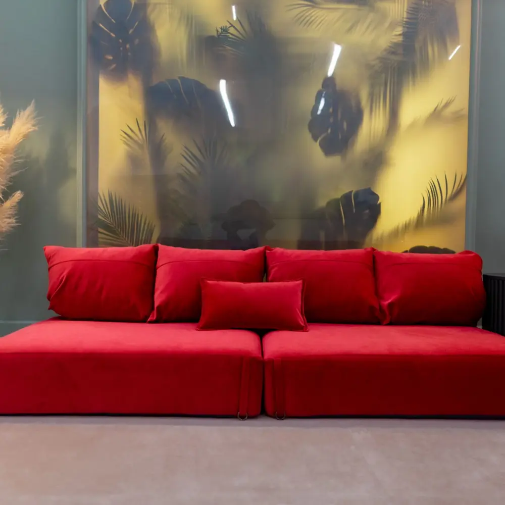 Фото 3 Диван модульный Miella 200x23x80 см велюр цвет красный Фото 3 Диван модульный Miella 200x23x80 см велюр цвет красный