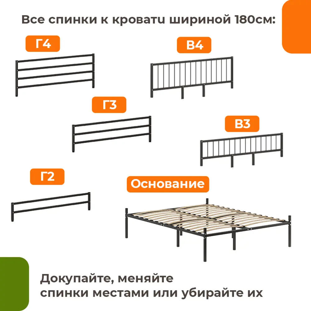 Фото 6 Кровать Домаклево mtlk-bz-sp4g-180-190-ch 180 x 95.2 x 190 см металл цвет черный