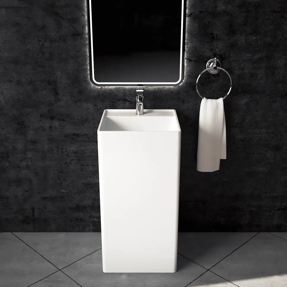 Фото Раковина моноблок Литкам cube CUBE 40x40x82_Matte 40см цвет белый матовый Фото Раковина моноблок Литкам cube CUBE 40x40x82_Matte 40см цвет белый матовый