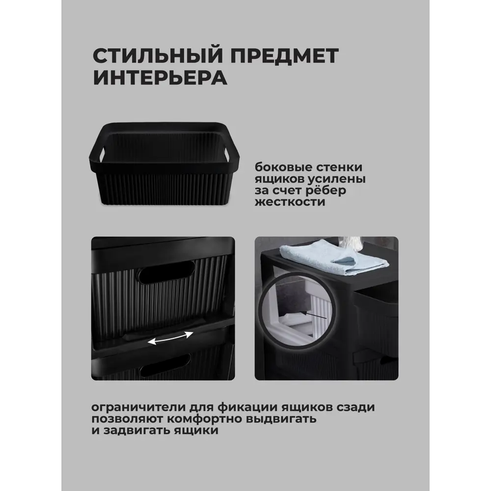 Фото 7 Комод Econova Econova 4 ящика 38.5x38.5x69 см пластик цвет черный Фото 7 Комод Econova Econova 4 ящика 38.5x38.5x69 см пластик цвет черный