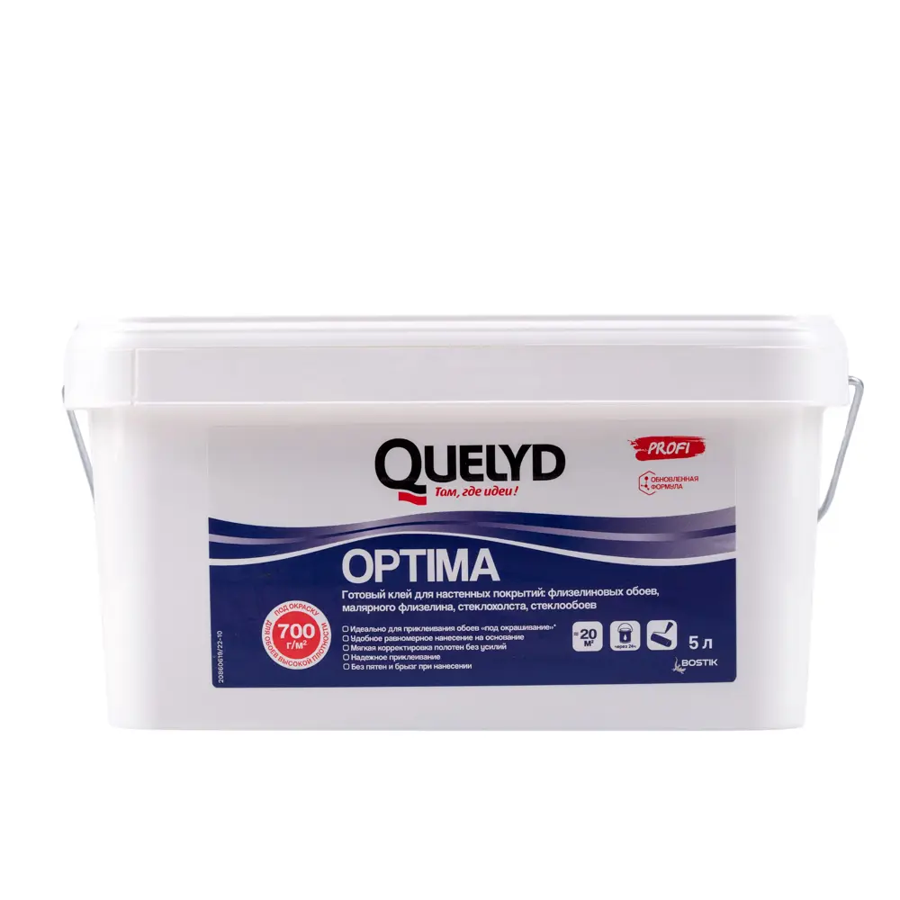 Фото Клей для стеклообоев Quelyd Optima 30860282 5л Фото Клей для стеклообоев Quelyd Optima 30860282 5л