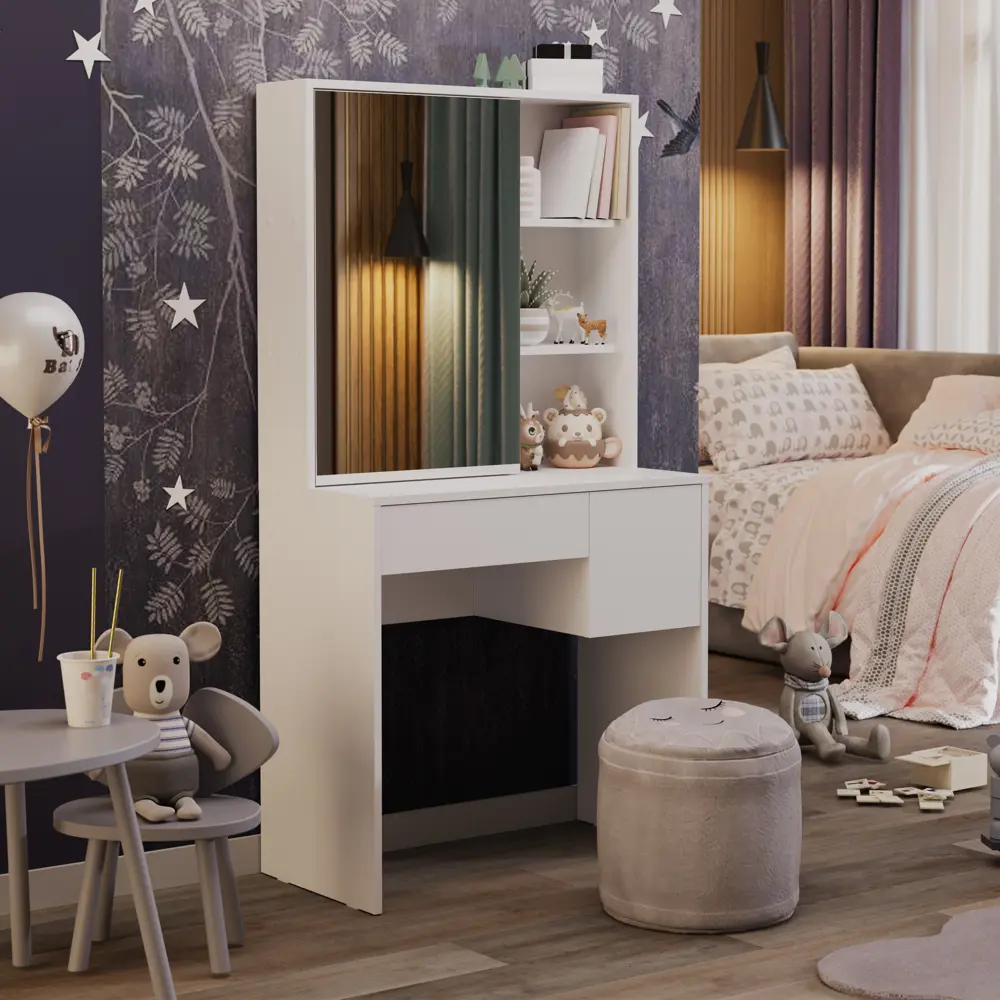 Фото 7 Туалетный стол Трия 80x153x40 см цвет белый ясень Фото 7 Туалетный стол Трия 80x153x40 см цвет белый ясень