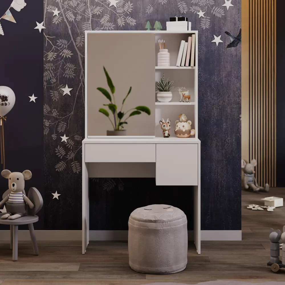 Фото 8 Туалетный стол Трия 80x153x40 см цвет белый ясень Фото 8 Туалетный стол Трия 80x153x40 см цвет белый ясень